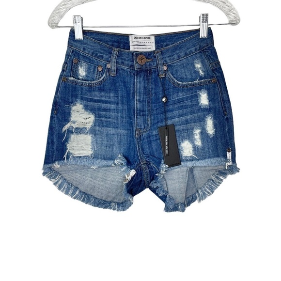 One X One Teaspoon For Free People High Waist Bonitas Shorts Blue Cult NWT